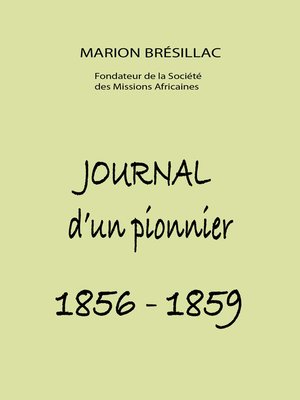 cover image of Journal d'un pionnier 1856